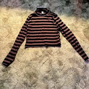 Striped crop long sleeve tee, ROMWE brand US 6